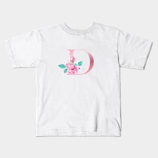 ALPHABET LETTER D IN FLORAL STYLE; PERSONALIZED GIFTS WITH FLOWERS LETTER Kids T-Shirt